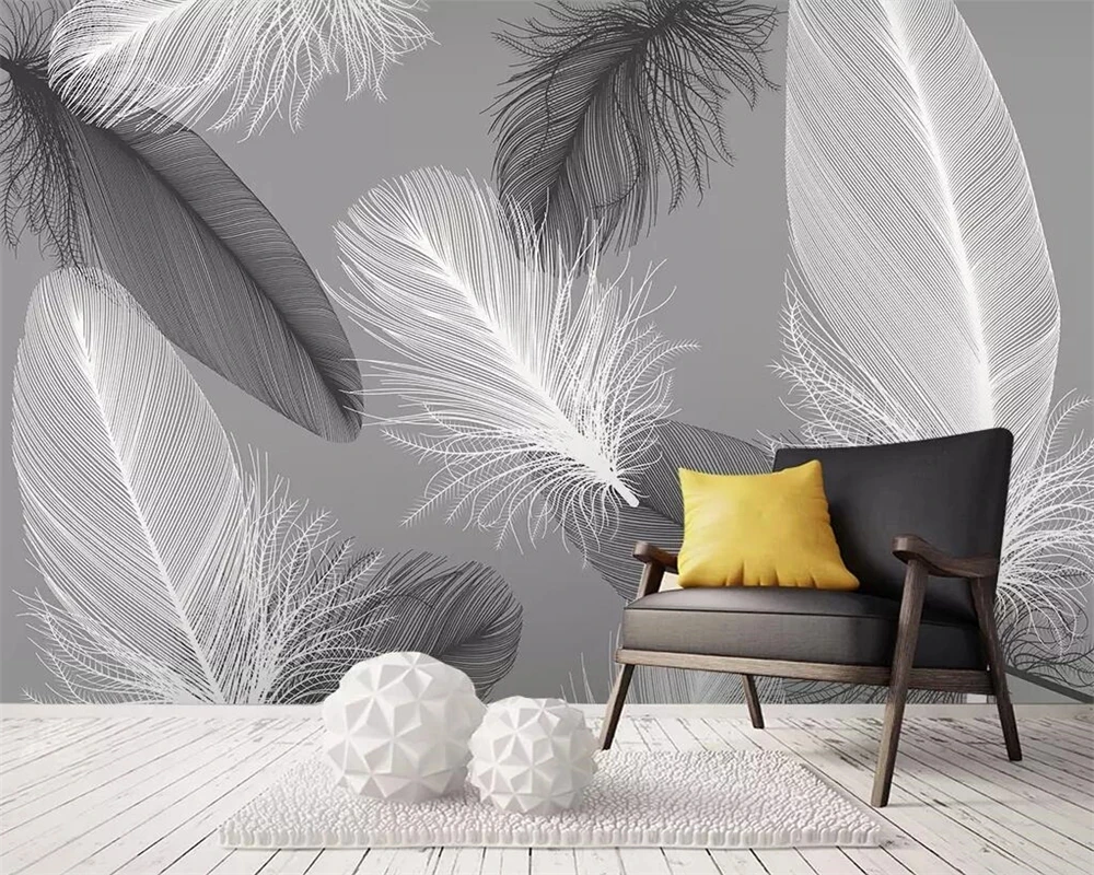 Customized wallpaper modern Nordic feather 3D mural Living room sofa TV background wall bedroom restaurant home decoration photo