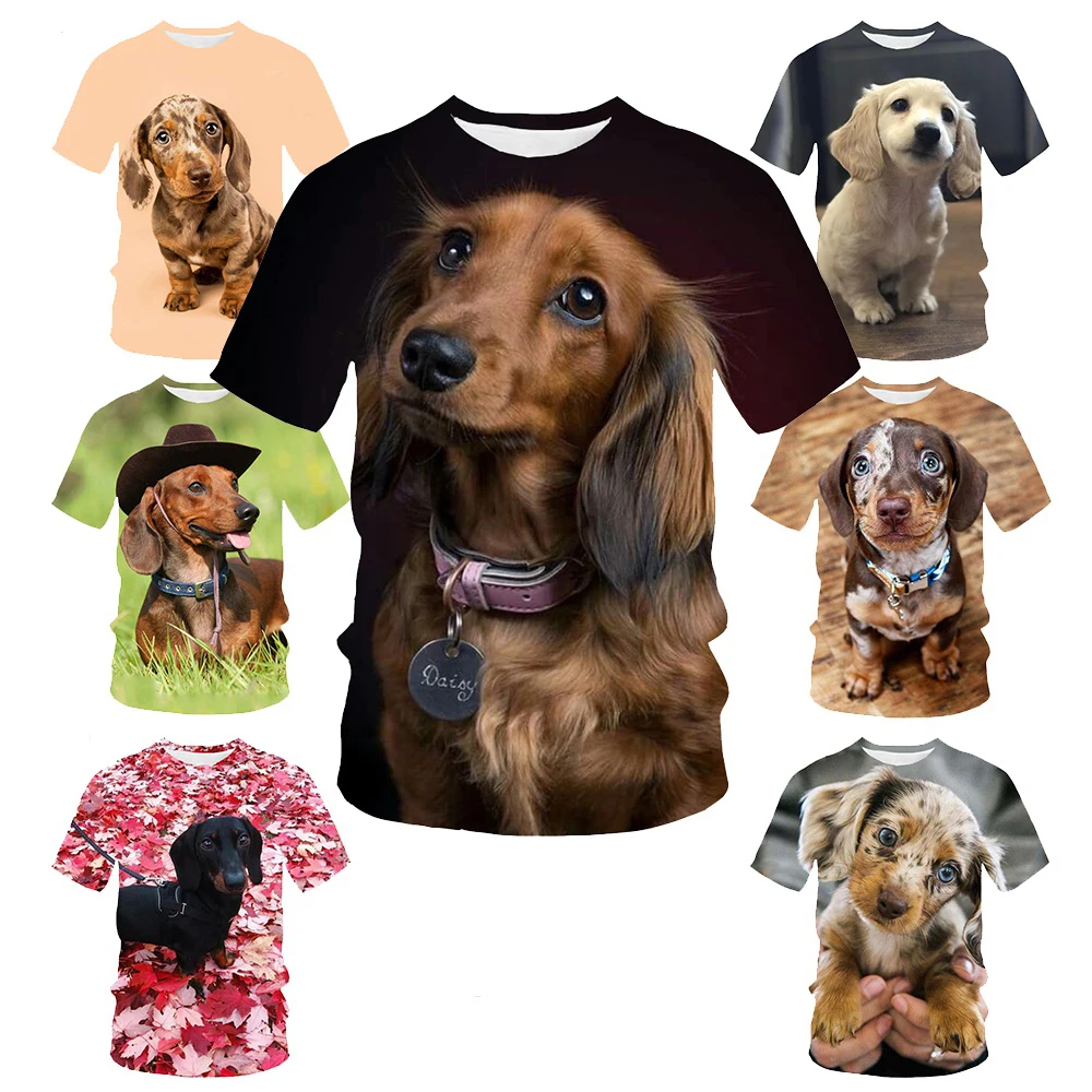 

Summer New Fashion Men and Women Tshirt 3d Print Dachshund Dog Print Tshirt Tops Casual Tshirt