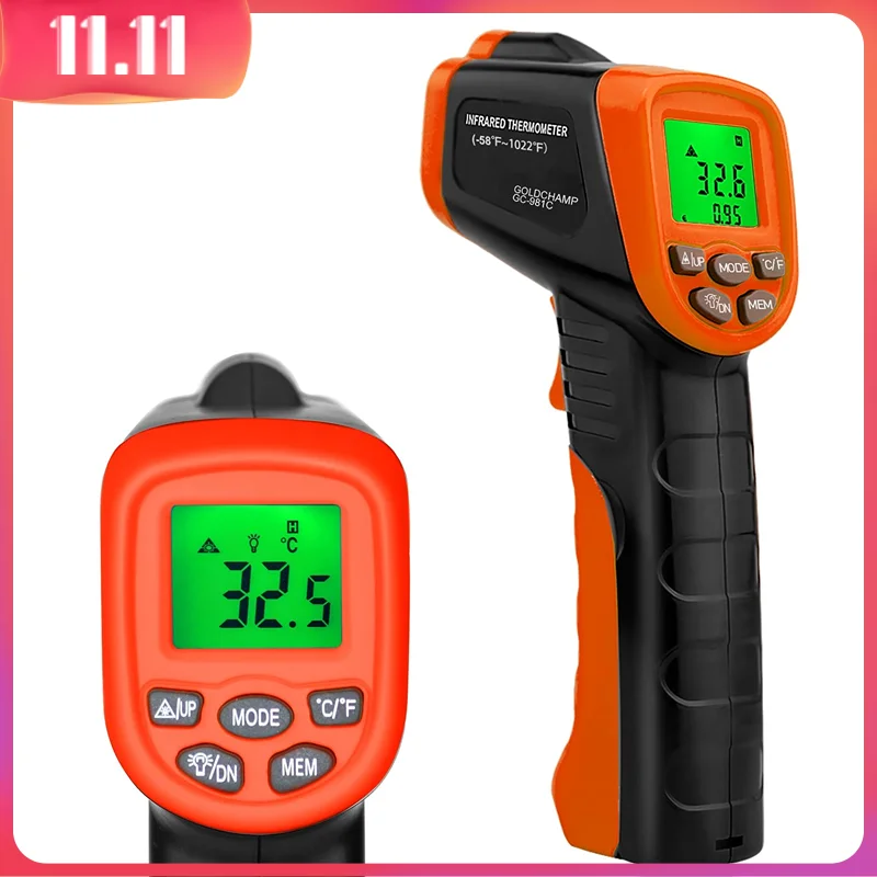

Digital Laser Infrared Thermometer Non Contact, IR Heat Temperature Gun Instant-Read -58 to 1022℉ (-50 to 550℃) for Cooking