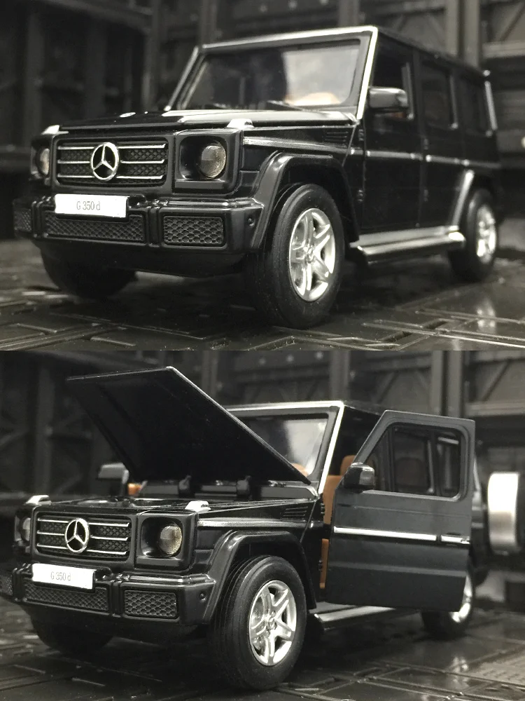 1:32 Mercedes-Benz G350D Model Alloy Toy SUV Car Diecast Off-road Sound Light Pull Back Doors Opened Rubber Tire Children Gifts