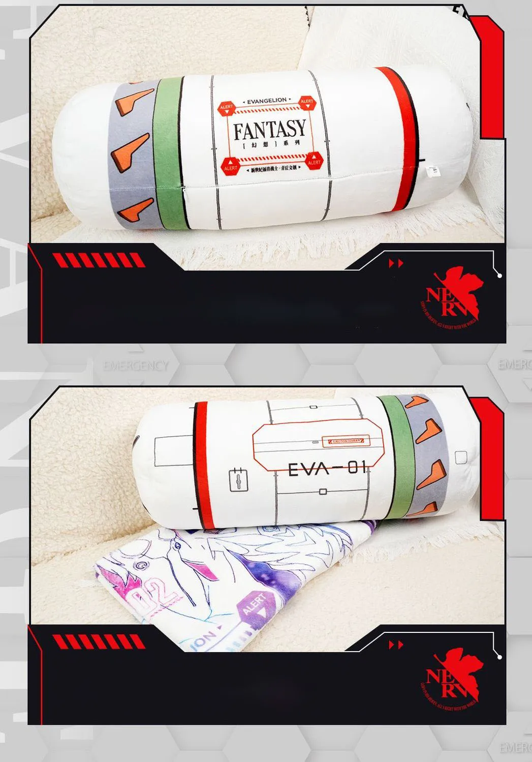 Evangelion 2-in-1 Kissen- und Decken-Set: Anime EVA Plüsch-Kissen mit Decke, Komfortable Heimdekoration, Geschenke für Mädchen – Detail 4