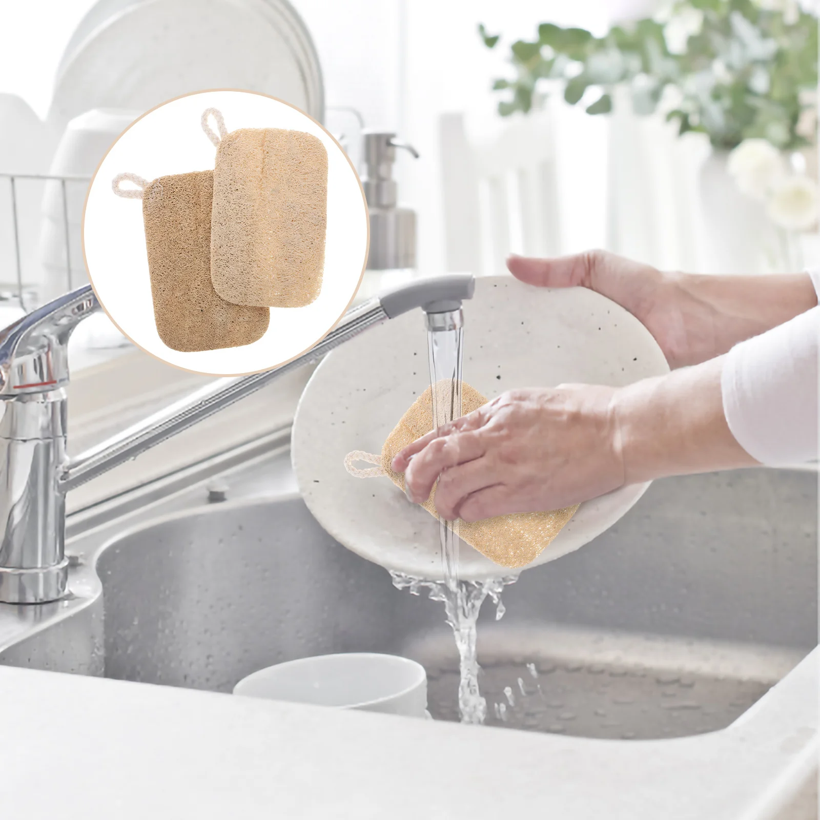 

10Pcs Loofah Dishwashing Sponge Natural Material Soft Non-Scratch Pots Pans Utensils Cleaner Long-Lasting Versatile