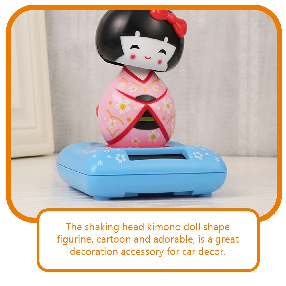 

2pcs Shaking Head Kimono Figurines Plastic Car Ornaments Small Desktop Decorations For Home Garden Cake Decor Micro Landscape
