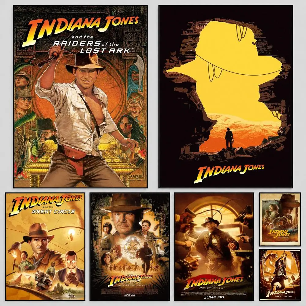 Movie Indiana Jones Indy Poster Self Adhesive PP Wall Art HD Gaming Room Bedroom Living Room Decor Apartment Gift