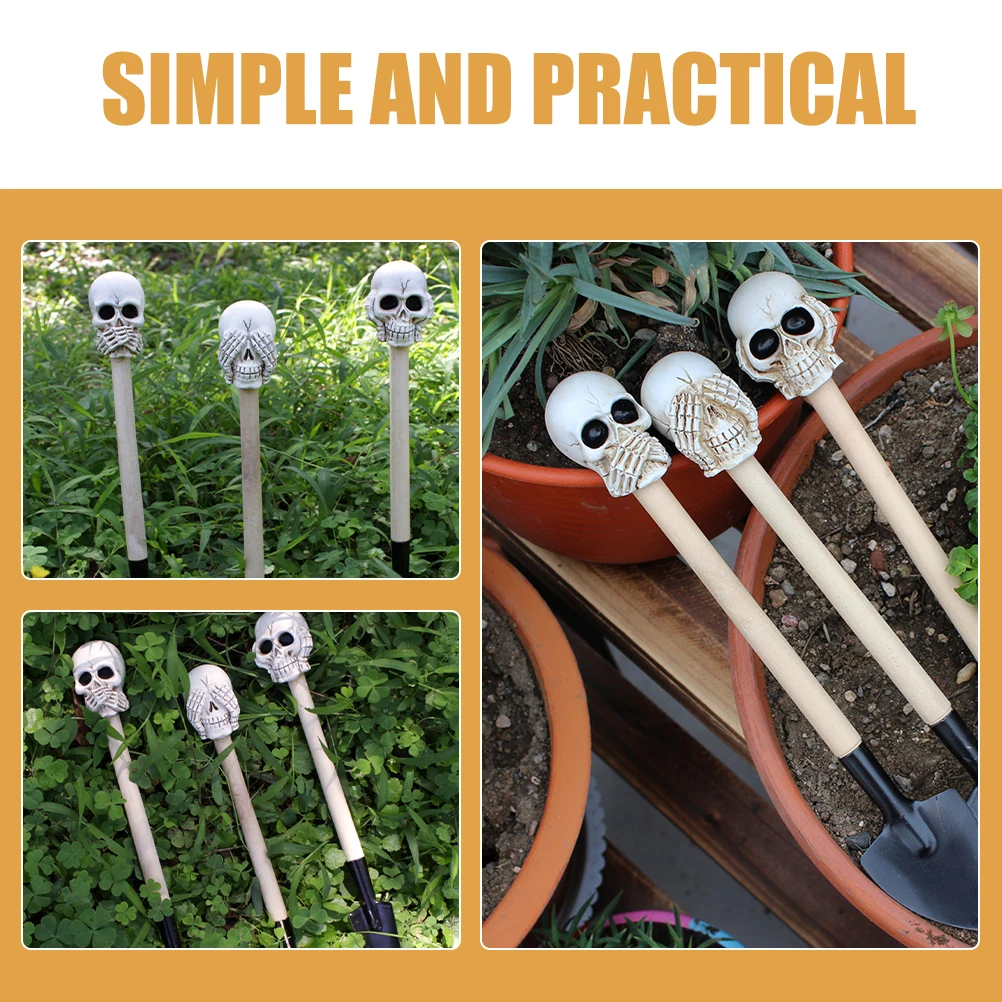 

3 Pcs Garden Tools Set Skull Design Shovel Trowel Rake Planting Gardening Supplies Outdoor Gift For Men