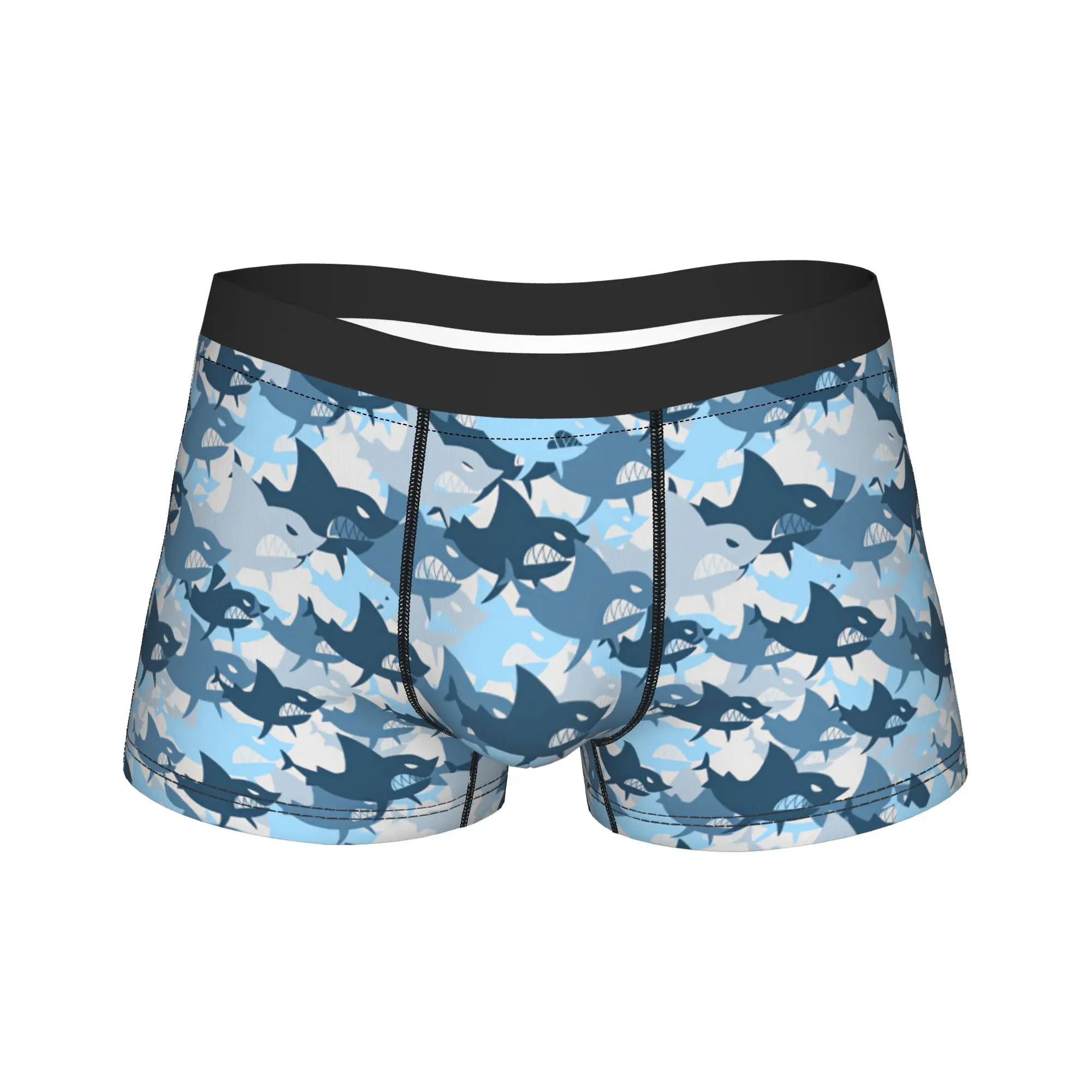 Shark military seamless pattern Underwear  Novelty Underpants Design Shorts Briefs For Males 3D Pouch Large Size Boxer Shorts