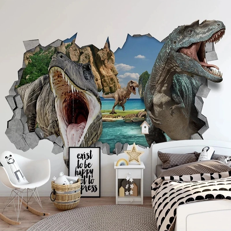 Customized 3D Photo Poster Wallpaper Kid Room Dinosaur Bedroom Kindergarten Mural restaurant Living room sofa TV background wall