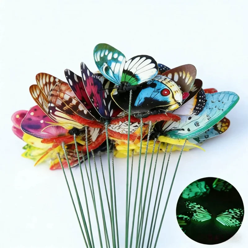 

Glowing Butterfly Ground Stake for Lawn in Courtyard24Pack of Outdoor Waterproof Durable Glow-in-the-Dark Butterfly Stake Decora