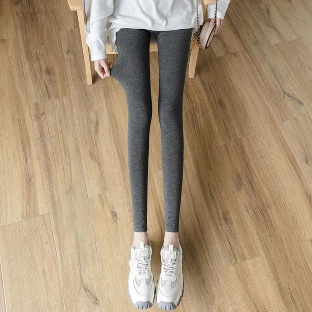 薄い女性用レギンス無地オールマッチスリムストレッチクロップドパンツ腹部引き締めストレッチパンツハイウエストヨガパンツ