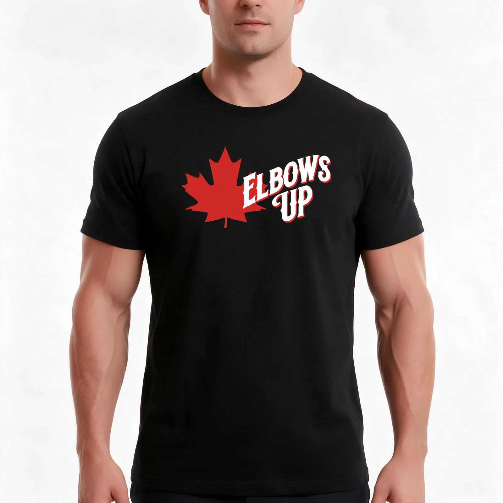 Canadian Elbows Up T-Shirt, Summer Casual Cotton Tee, Oversized Streetwear Tops, Vintage Graphic Print, Loose Fit Short Sleeve