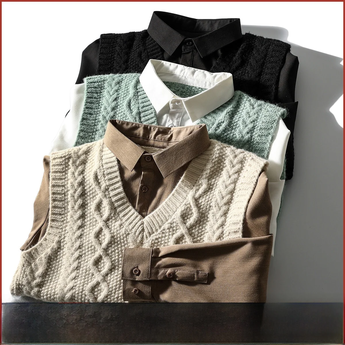 

Faionable Casual Men's V-Ne Sweater irt Wool Blend Comfortable Autumn Long Sve Knitted Top Youth Vitali Sle Soli...