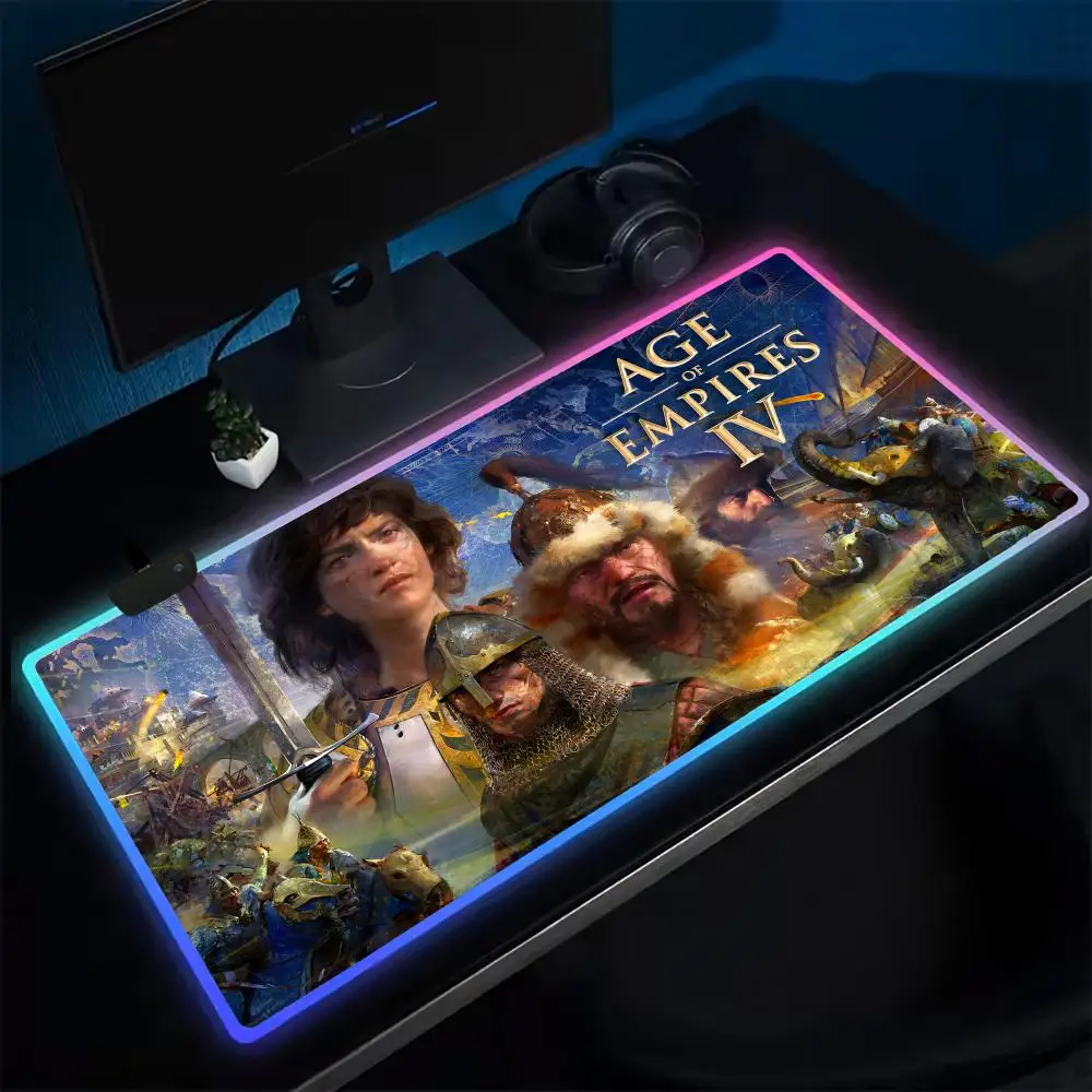

Коврик для мыши CoolAge Of Empires, игровой коврик для мыши в стиле аниме, светодиодные настольные коврики с подсветкой, резиновые настольные коврики XXL RGB