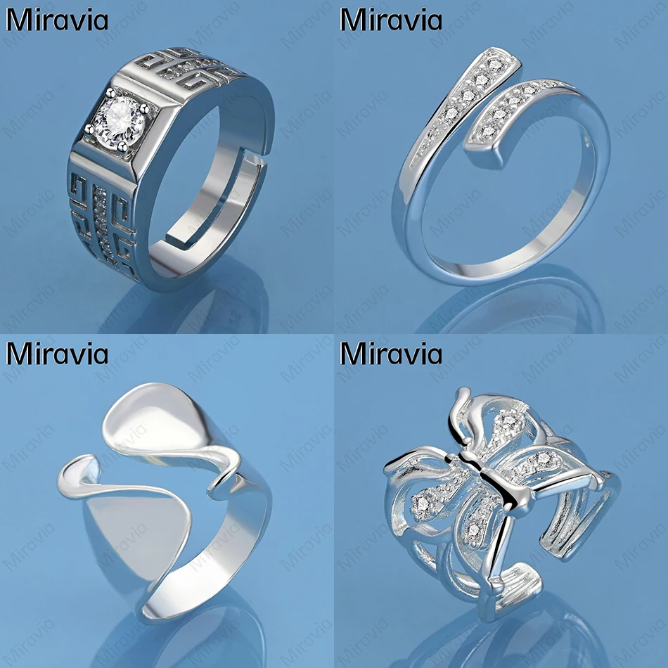 

Miravia 925 Sterling Silver Zircon Crystal Open Ring Women'S Creative Temperament Accessories Party Jewelry