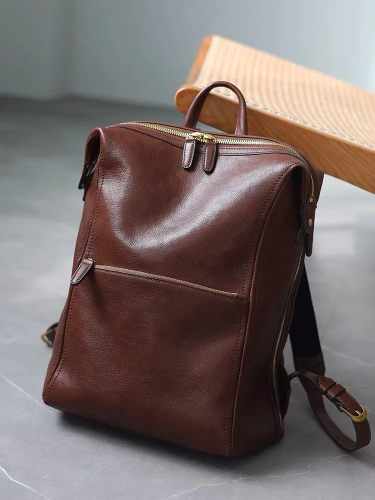 

Винтажная кожаная сумка с двойным плечом, большая емкость для путешествий, поездок на работу, ноутбук объединитель для мужчин и женщин, повседневная Faion 2024, новинка...