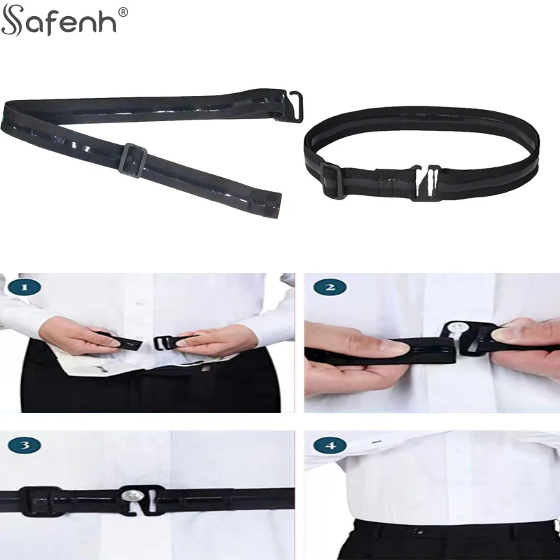 1 peça camisa masculina de nylon com aderência elástica antiderrapante e fivela ajustável-alças de suporte de camisa tecidas não têxteis