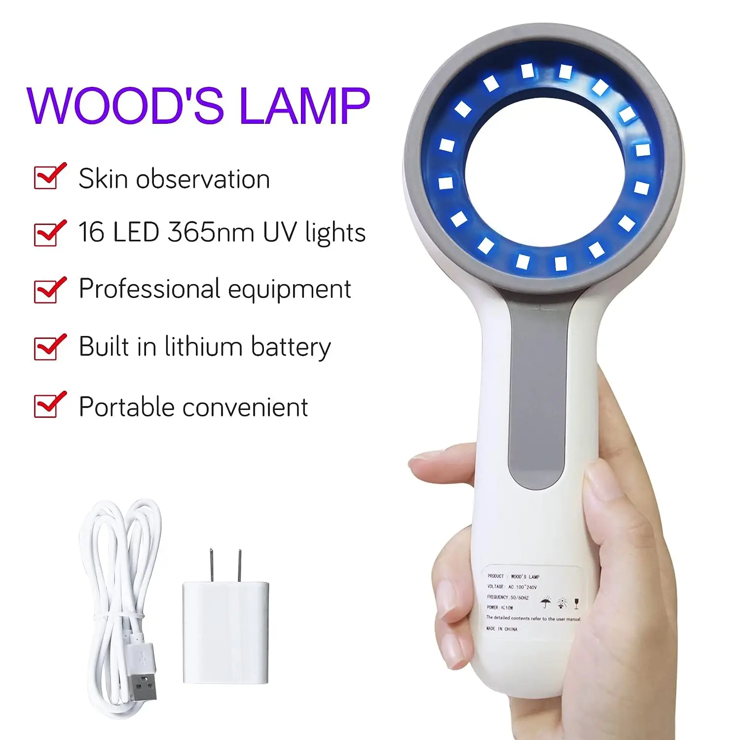 Woods Lamp For Vitiligo Skin Analyzer Fungus Detector Professional Facial Moss Tinea Magnifying Analyzer SPA Home Salon Use