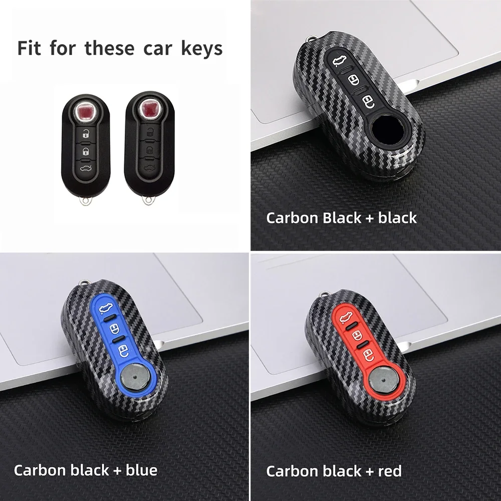 

Carbon Abs Car Key Fob Shell Cover for FIAT 500 500L 500X Abarth 3-Button Folding Key