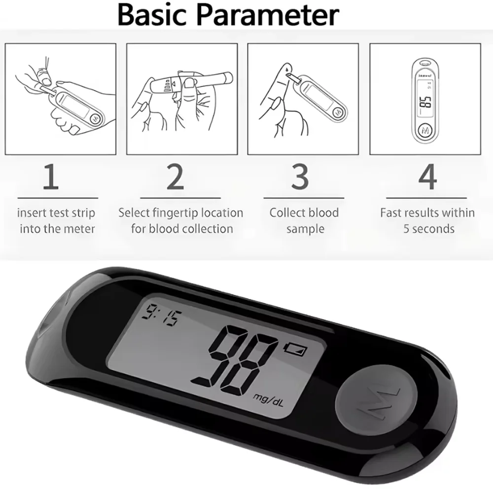 Medizinisches Blutzuckermessgerät 50 Stück Teststreifen Lanzetten Blutzuckermessgerät-Set Zuckermonitor Glucometro für Diabetes Blutzuckermessung – Detail 8