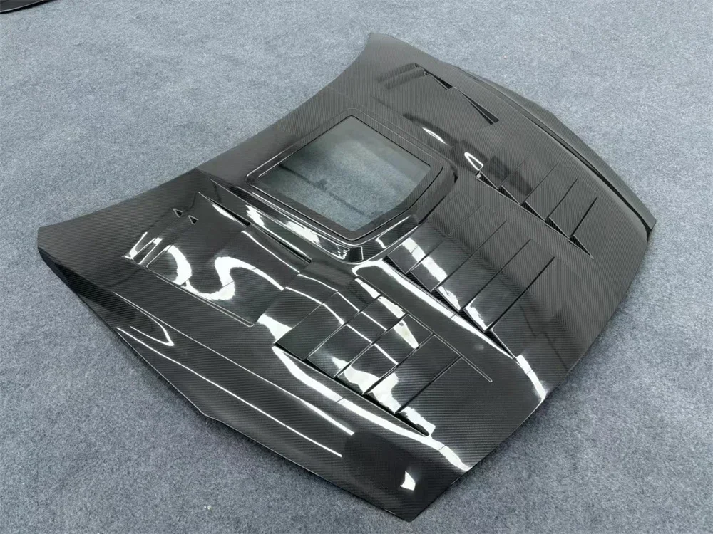 3K Real Dry Carbon Fiber Transparent Glass Car Front Bonnet Engine Hood Cover for  GTR R35