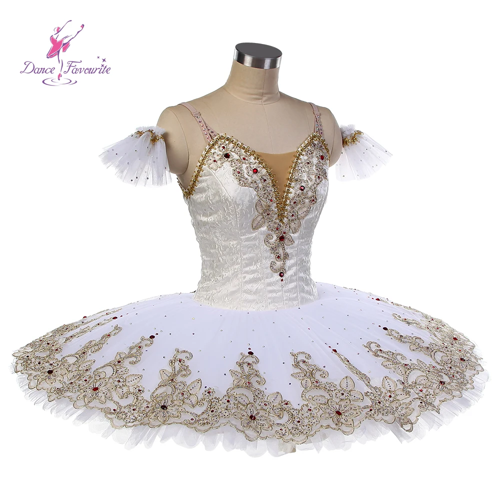 B22089 골드 트림 아이보리 컬러 탑 보디스 발레 투투 대회 댄스 의상