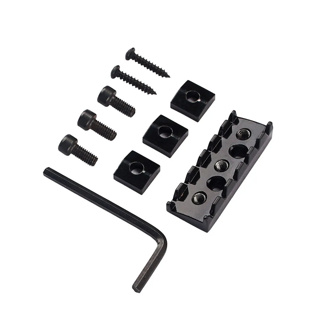 

42mm Zinc Alloy Electric Guitar Locking Nut String Lock with Wrench Guitar Parts Accessories GAA02 (Black)