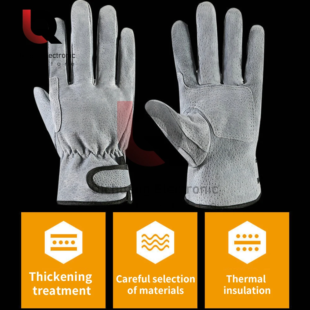 1 par guantes de trabajo de soldadura de cuero eléctrico guantes de soldadura resistente al calor protección de seguridad guantes de trabajo de