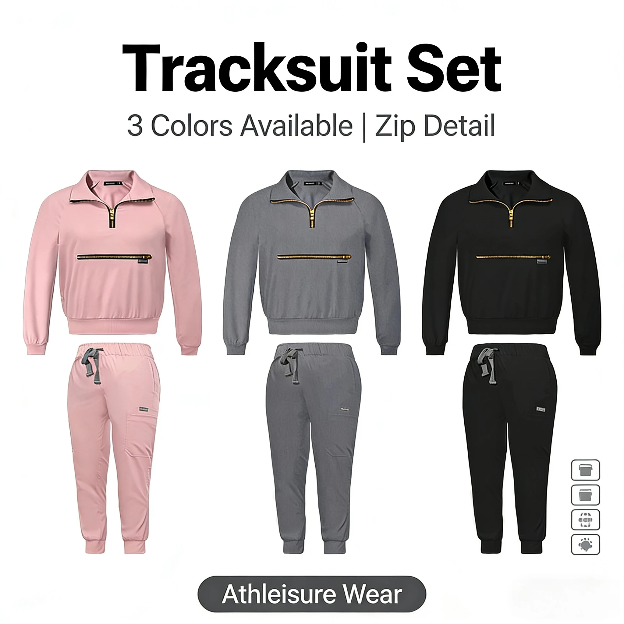 

Long-Sleeve Autumn Casual Collared Scrub Set for Men and Women Hospital Scrub Set with Separate Top and Bottom Stretchable