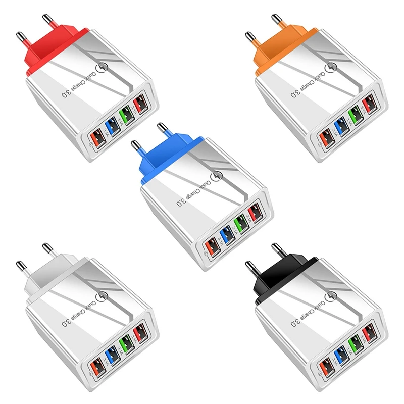 4 cargador USB adaptador de carga rápida 3,0 cargador móvil de pared portátil para Iphone 12 Pro Max Samsung Huawei enchufe de la UE