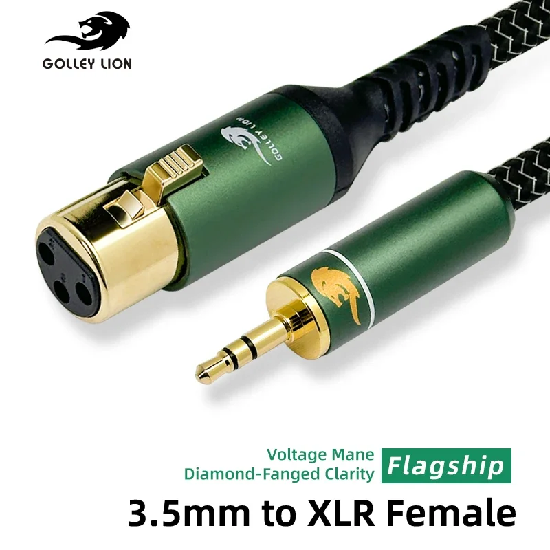 GOLLEY LION 3.5mm To XLR Female Stereo Audio Cable 1/8 Inch TRS To 3-pin XLR Female Headphones Audio Cable