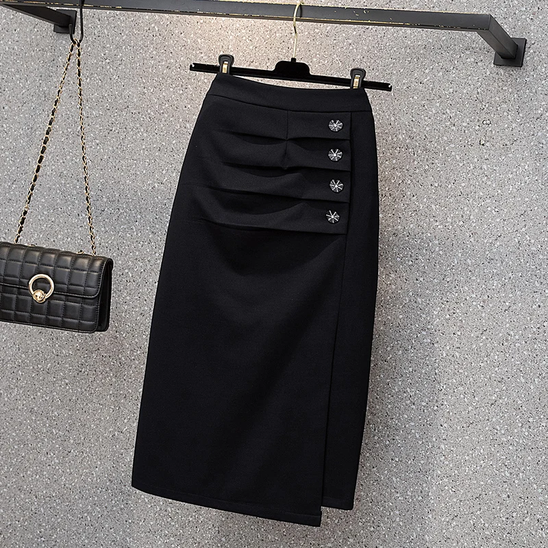 

High Waist Midi Skirt plus Size Spring Summer New Style Slimming A-Line Skirt Cover Hip Casual Korean Style Thin Fabric