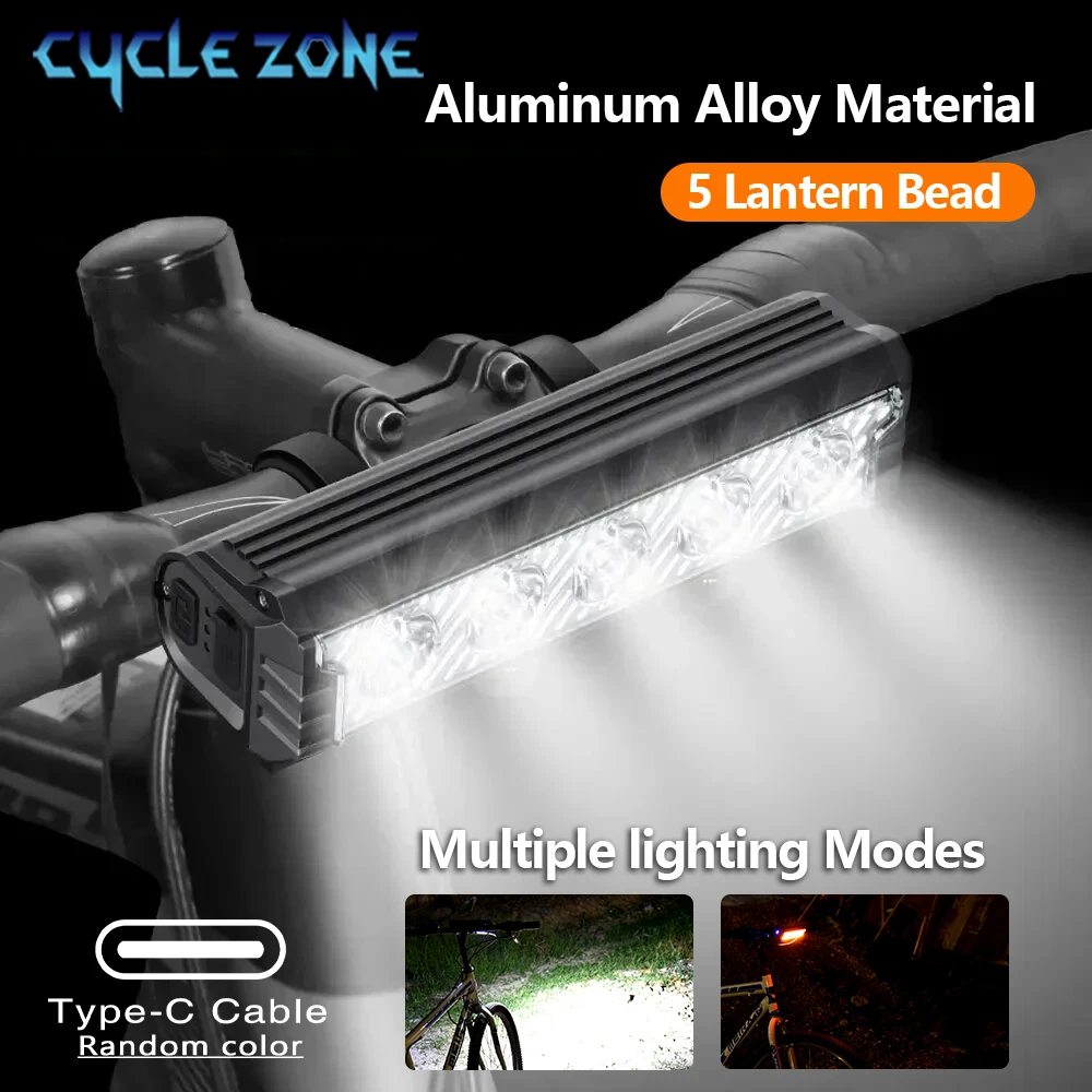 Luz delantera de bicicleta superbrillante, faro recargable tipo C, accesorios para ciclismo de montaña y carretera, 5 LED