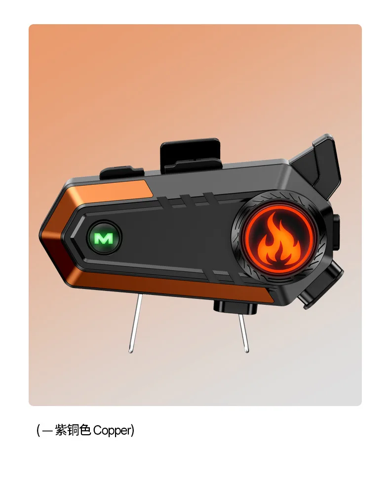 Private mode motorcycle dual intercom LED flame light three-color trim waterproof wireless earphone