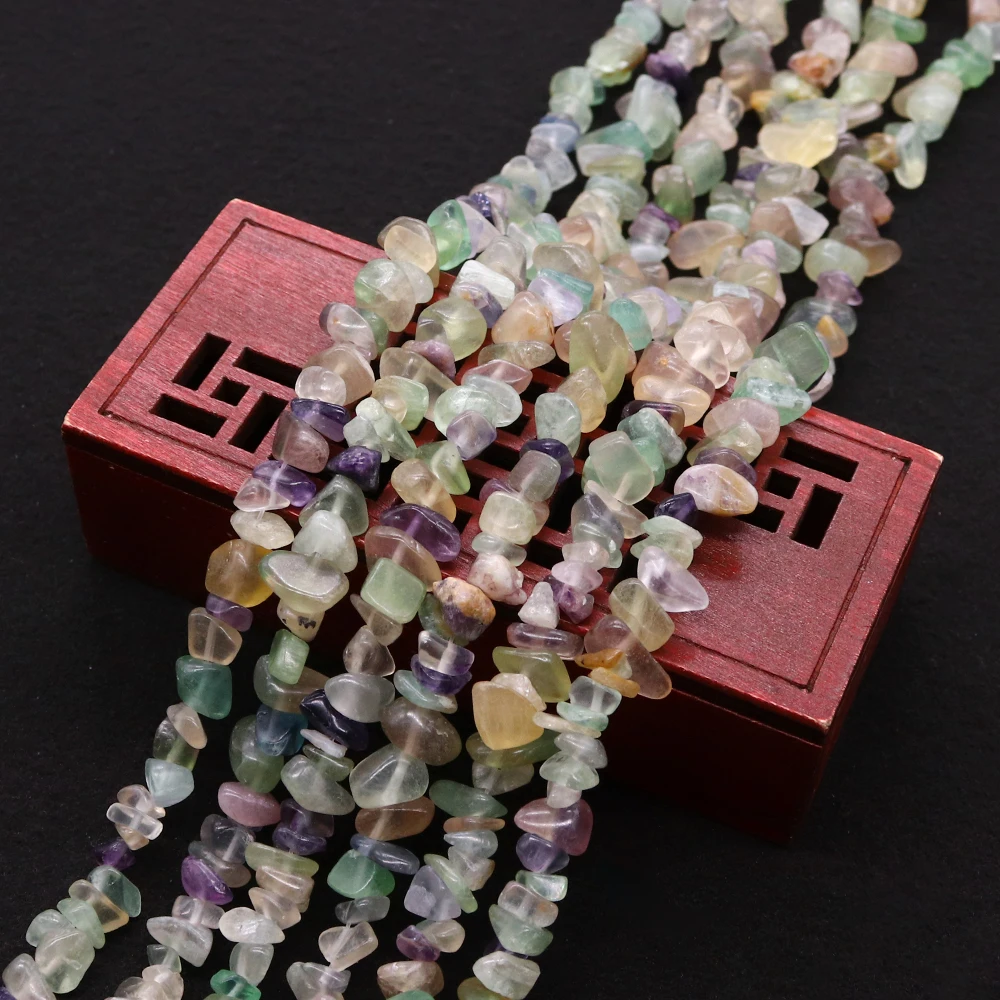 Natural Colorful Fluorite Chip Gravel Beads Irregular Semi-precious Stone Handmade Creative Necklace Bracelet Accessory 1 Strand