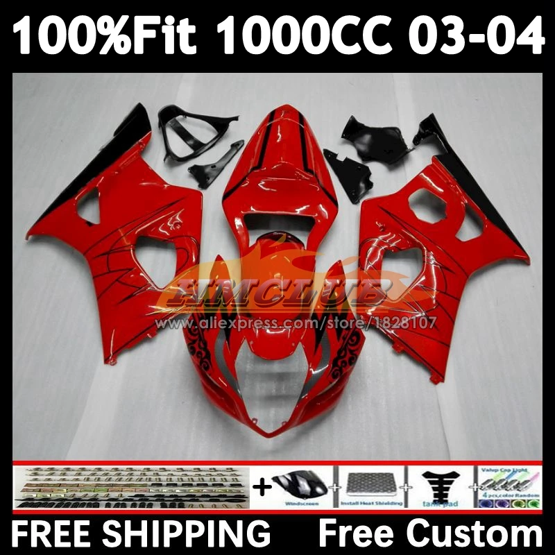 Injection Body For SUZUKI GSXR-1000 red glossy GSXR1000 2003 2004 27No.3 1000CC GSX-R1000 K3 GSXR 1000 CC 03 04 OEM Fairings