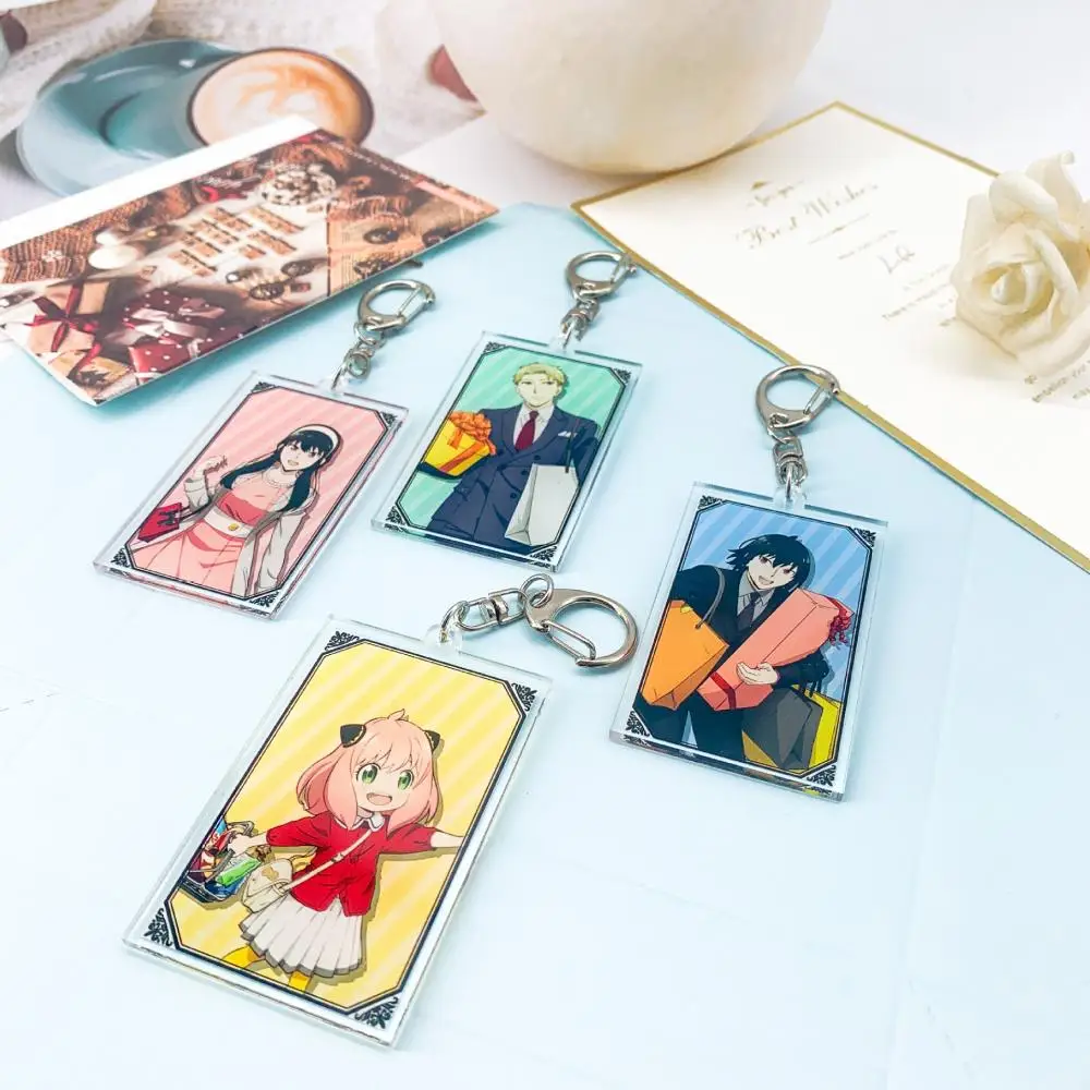 Kawaii SPY FAMILY Anime Anya Forger Yor Forger Cartoon Acrylic Key Chain with Key Chain Give Gifts To Girlfriend