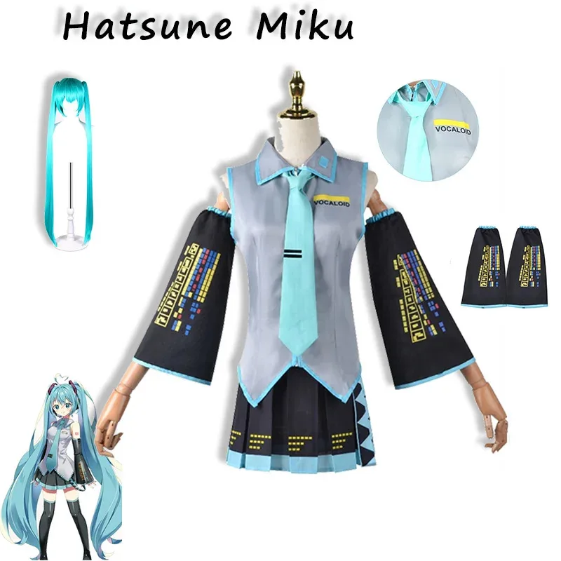 

Miku Cosplay Top Skirt Hand Sleeve Tie Full Set Clothing Cos Party Costume Halloween Carnival Party Outfit Cosplay