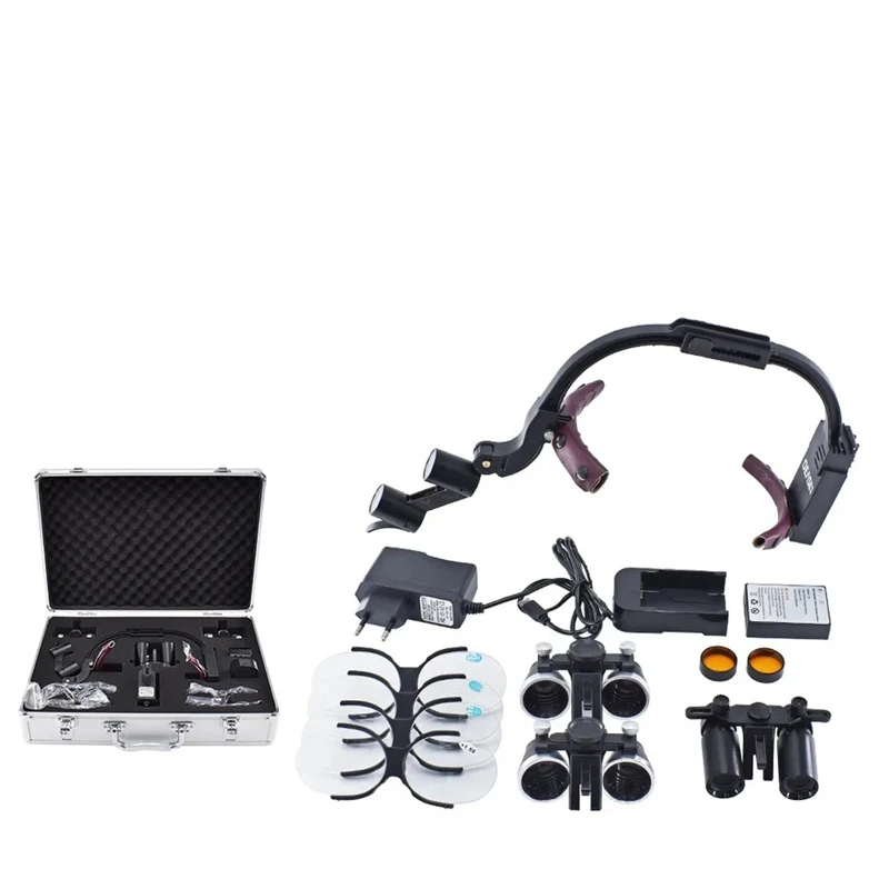 5X 6X Dental Magnifier Binocular Kepler Loupe Headband Adjustable Long Working Distance 5W Dentist Professional Medical Headligt