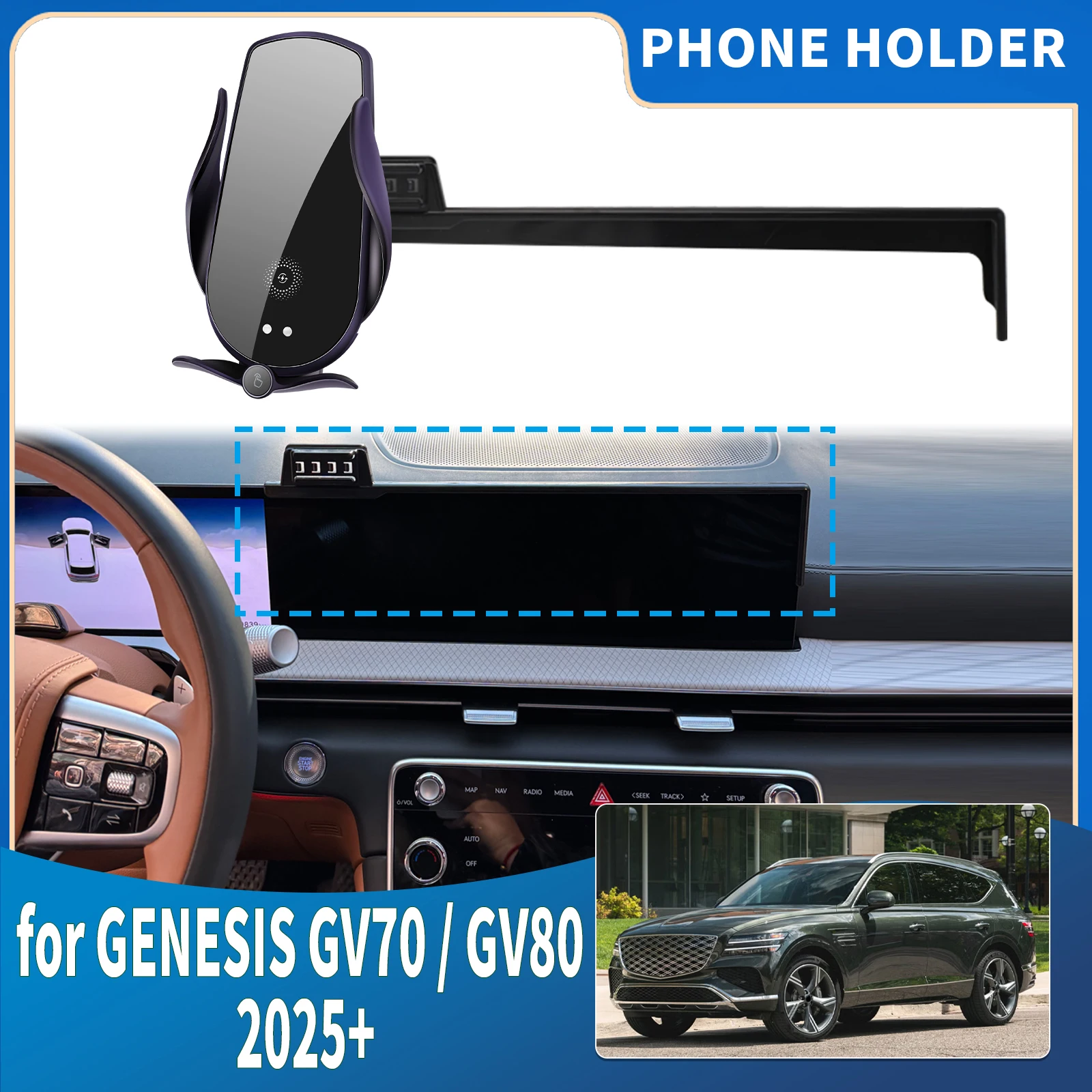 

for GENESIS GV70 / GV80 2025 2026 2027 Integrated Screen Mount Phone Holder Mount Car accessoires