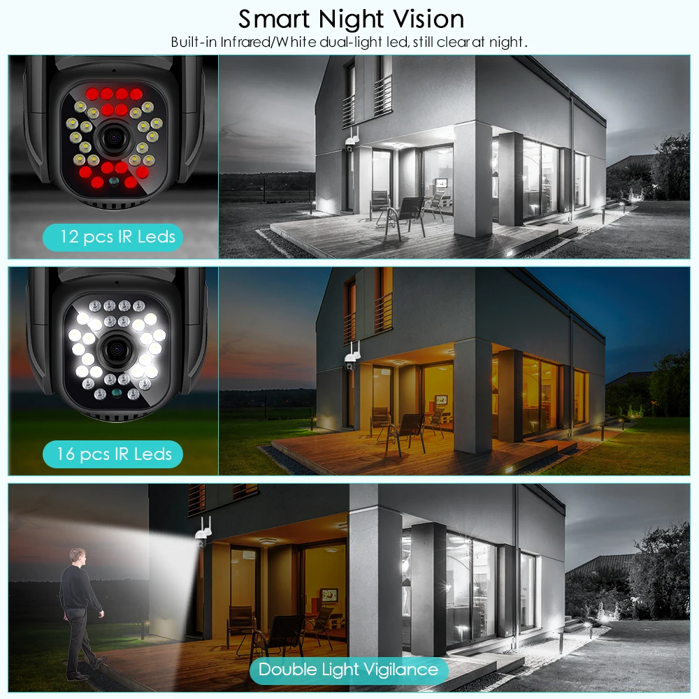 5MP Wifi IP Camera 30M IR Color Night Vision Human Detection 3MP Wireless PTZ Camera Ai Auto Tracking Outdoor Video Surveillance