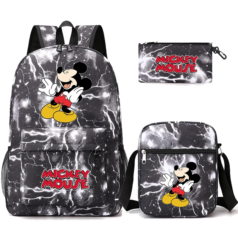 MINISO 3Pcs/set Backpack  Mickey Mouse School Bags for Teenage Girls Backpacks Women Schoolbag Canvas Backpack Escolar