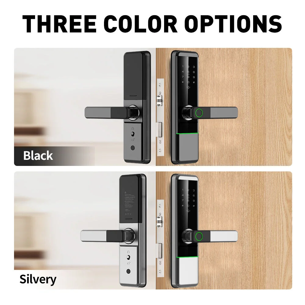 Black Silver 4585 smart door lock Euro mortise TTlock Tuya wifi Resist high temperature Fingerprint Card Code Digital door lock