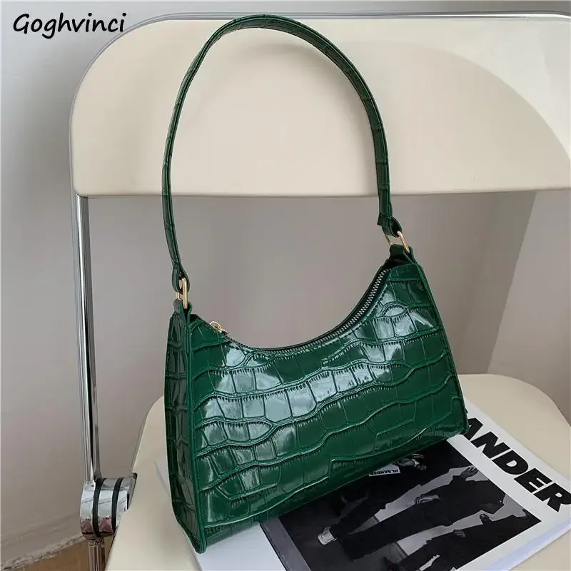 Fashion Alligator Shoulder Bags Women Underarm Elegant Daily Candy Colors Summer Texture Retro PU PopularHandbag Female