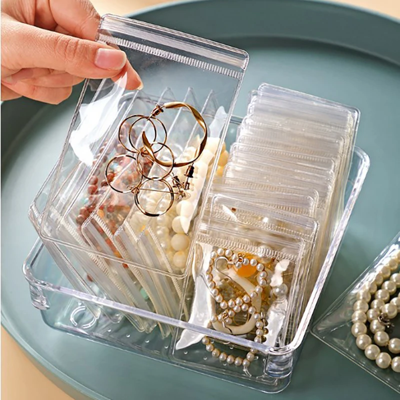 10Pcs Jewelry Storage Bag Box Anti-Oxidation Transparent Jewelry Organizer For Earring Necklace Bracelet Ring Holder