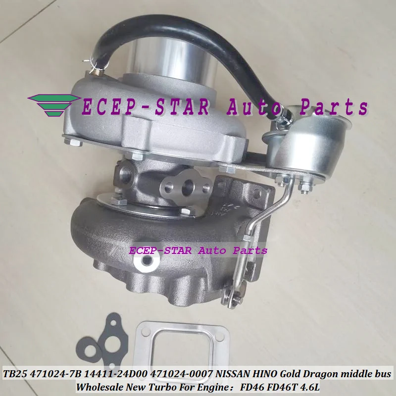 

Turbo TB25 471024 471024-7B 14411-24D00 471024-0007 TurbineFor NISSAN For HINO Gold Dragon middle bus FD46 FD46T 4.6L 1441124D00