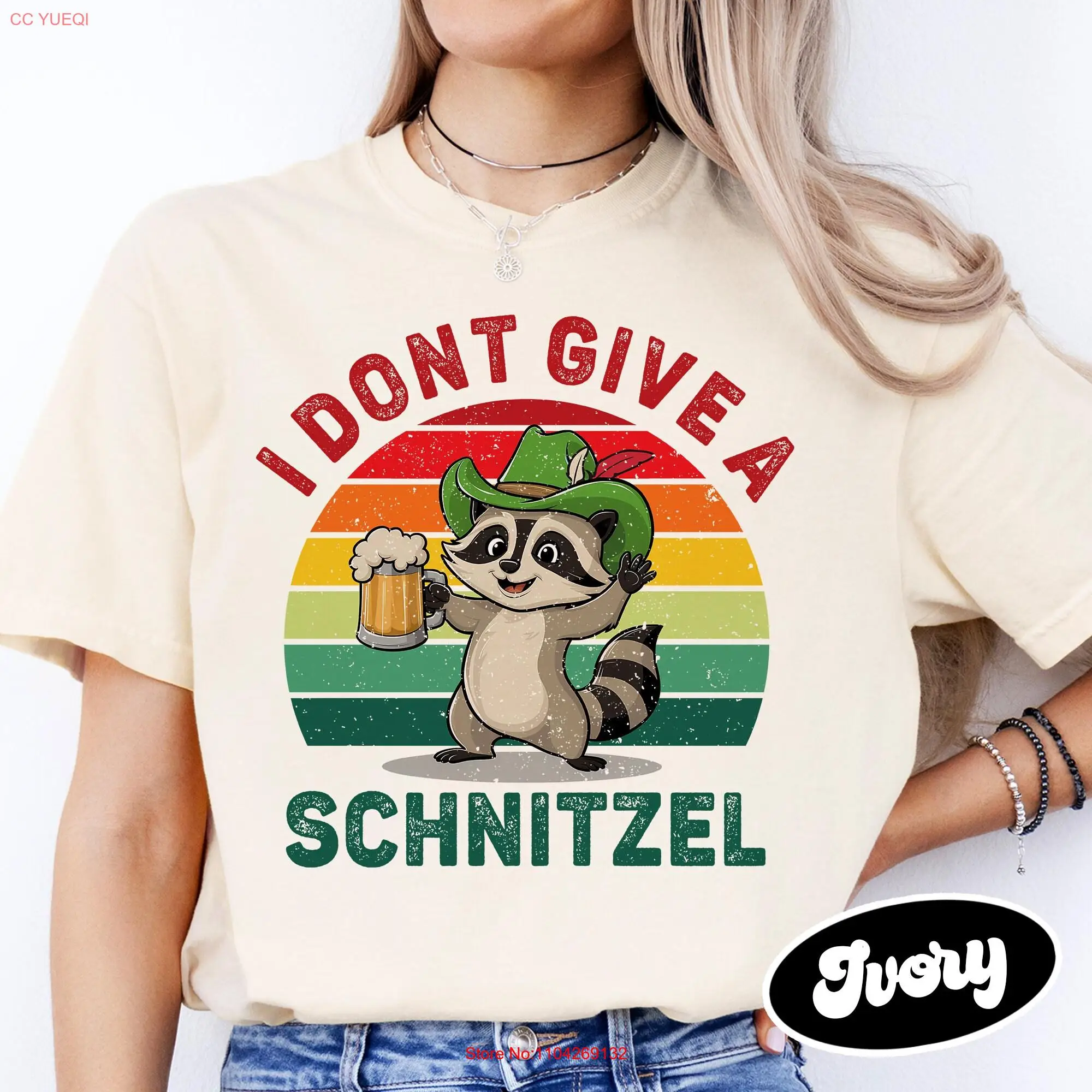 Funny I Don t Give A Schnitzel OktoberfesT Shirt Group Drinking Retro Matching Wurst long or short sleeves