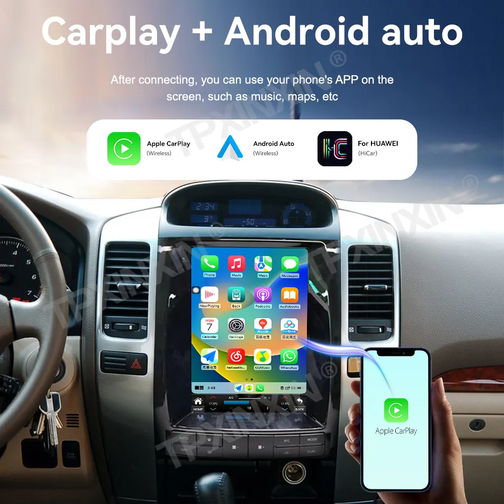 

Auto Android 14.0 Carplay Multimedia Player Stereo For Toyota Prado 2002-2009 Car Radio Navigation 9.7 Inch Scren Head Unit DSP