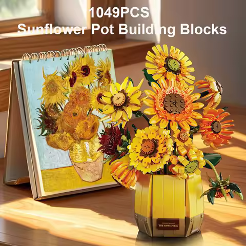1088Pcs Bouquet Sunflower Plant Building Blocks Set, DIY Bonsai Pot Flowers Model Kits for Kids Teens &amp; Adults, Idea Gifts Girls