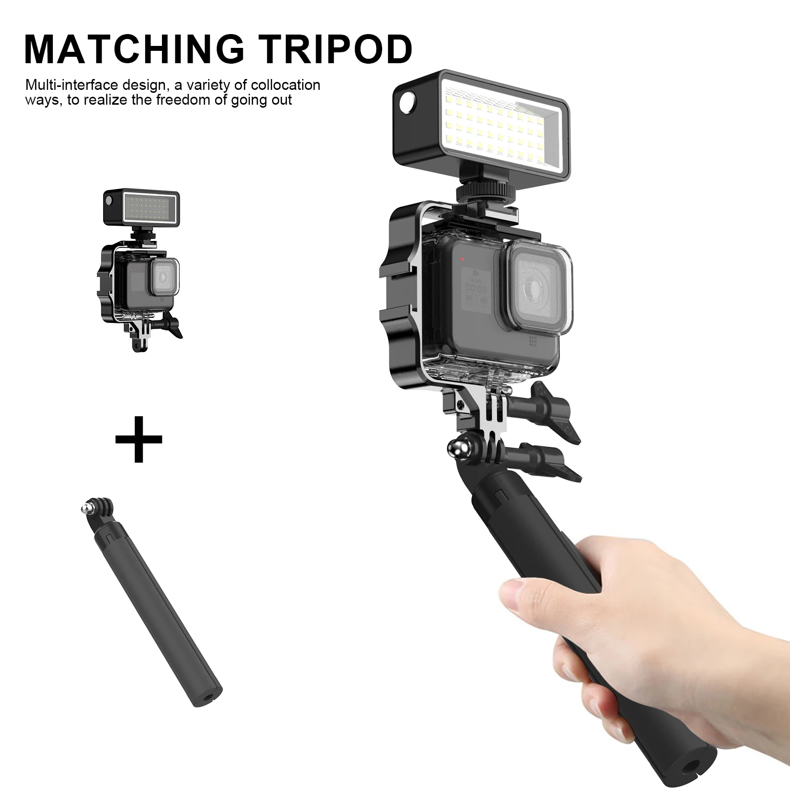 Waterproof LED Lights Diving Fill Light Aluminum Bracket For GoPro Hero 13 12 11 10 9 insta360 DJI Osmo Action 5 4 3 2 Camera