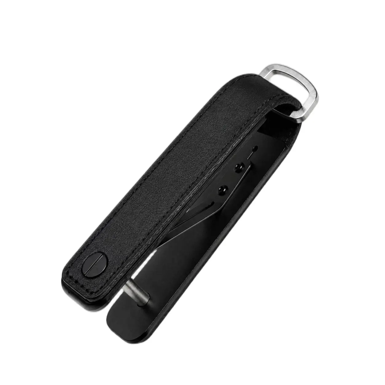 Tragbares Multifunktionales Leder-Schlüsseletui Aluminium-Schlüsselorganizer Clip Langlebiger Taschen-Schlüsselanhänger für Standardschlüssel – Detail 2