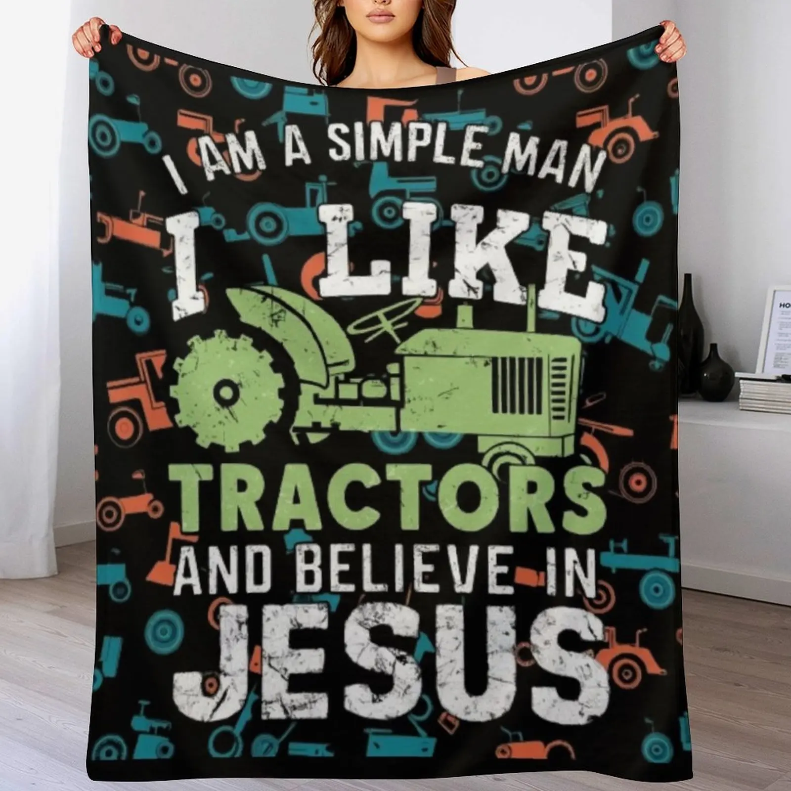 

I LIKE TRACTORS JESUS CHRISTIAN FARMER. FARMERS Throw Blanket Shaggy Furry Soft Blanket for Bedroom Living Room